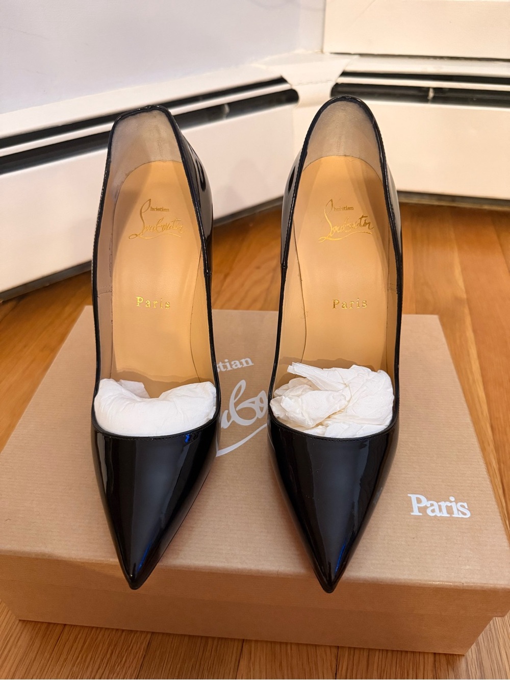 Christian Louboutin Black Patent Pointed Toe Stiletto Pumps - Picture 4 of 6